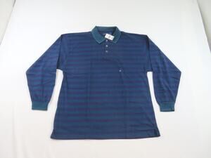 Cambridge Classics Striped Shirt Collared Polo Grape Teal Green Sz L New 1990s